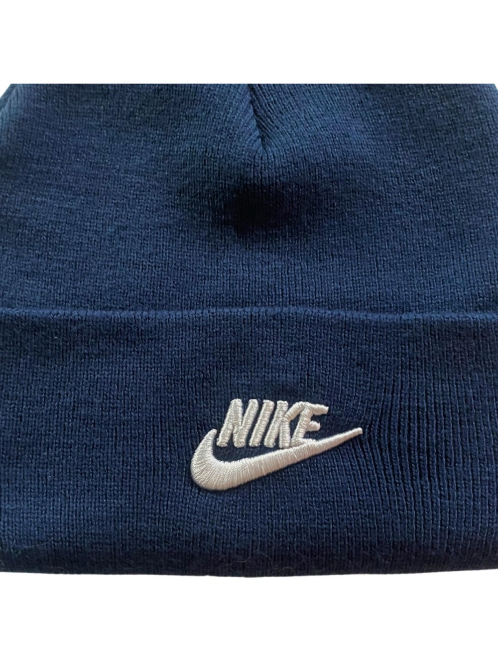 Nike Navy Beanie with White Embroidered Swoosh - Picture 2 of 4